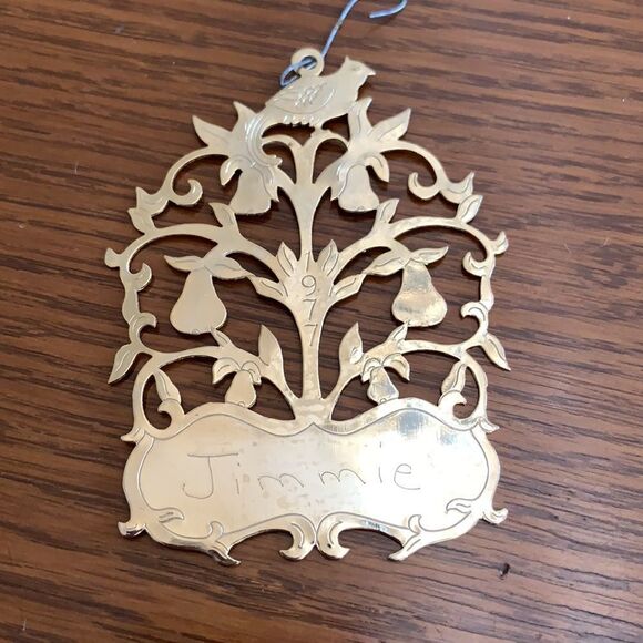 3 vintage brass engraved Lillikins Lillian Vernon Christmas tree ornaments - Picture 5 of 10